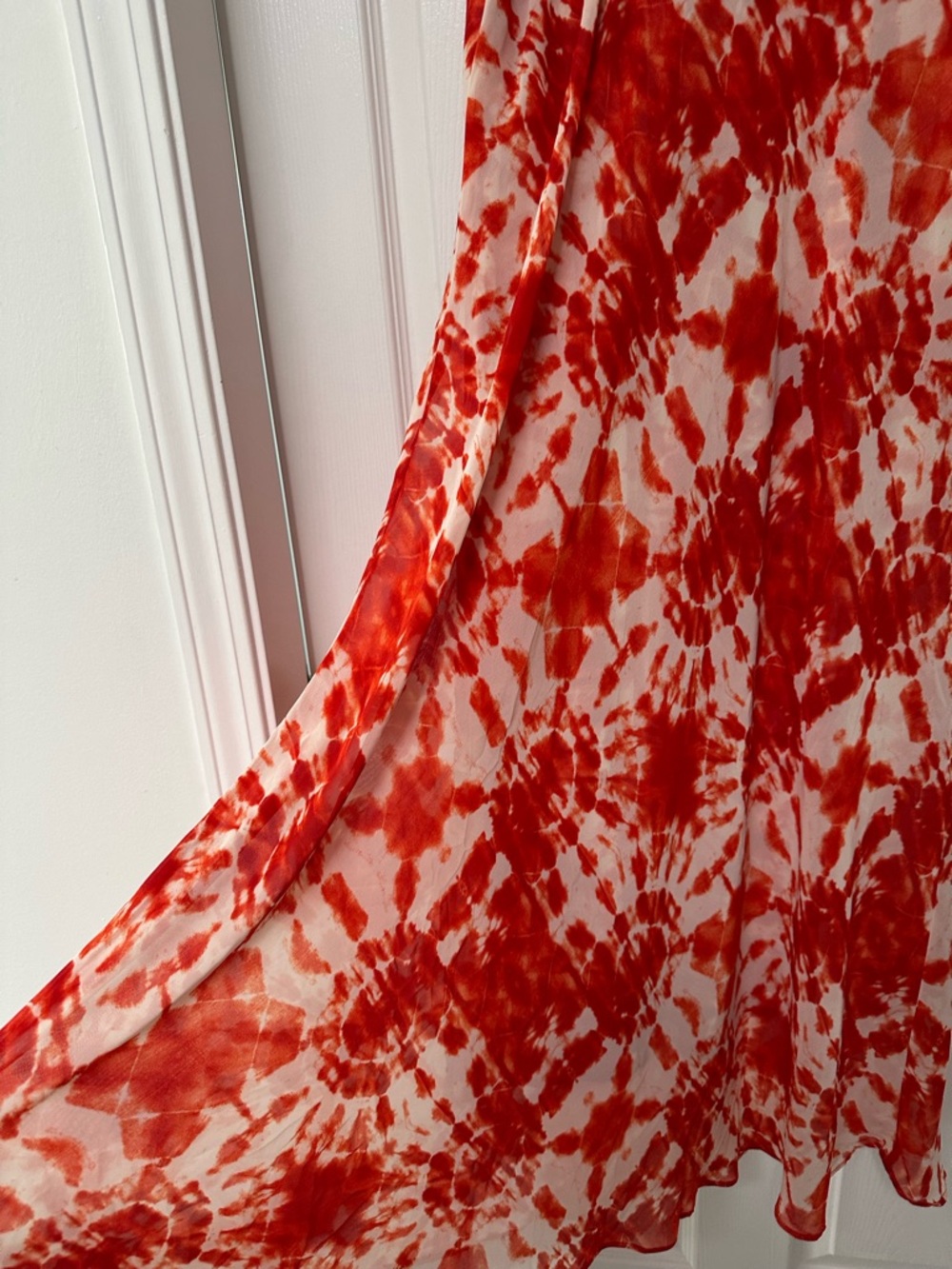 INC International Concepts Red Orange & White Tie Dye Maxi Skirt Medium